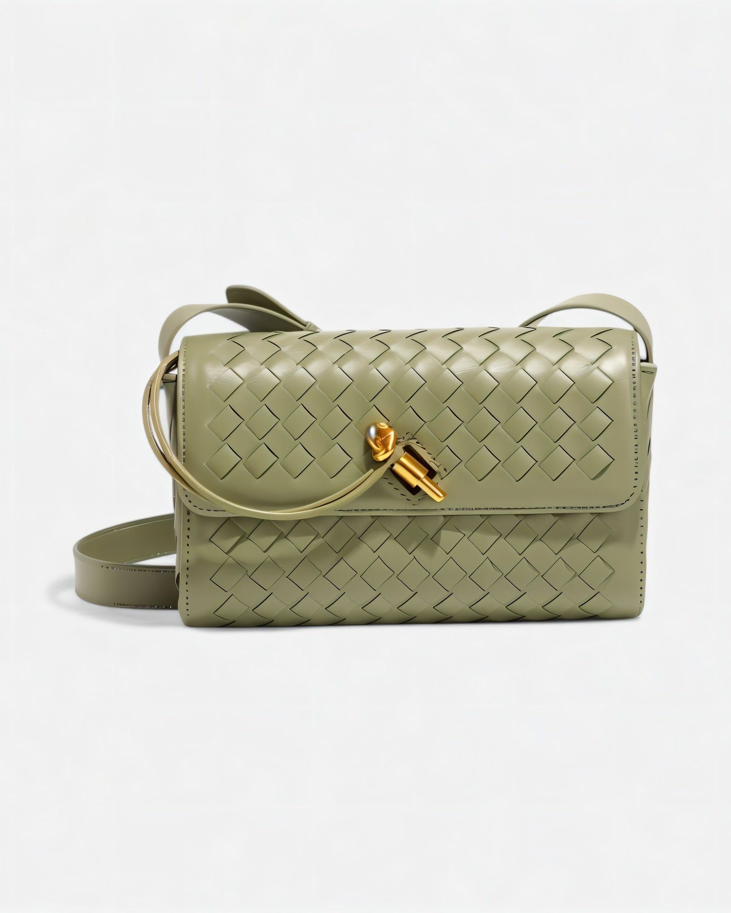 CLEO Mini Woven Gold Lock Accent Shoulder Bag