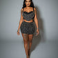 EVANIE Diamond & Pearl Embellished Crop Top & Skirt Set