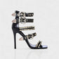 SHERAH Open Toe & Rhinestone Embellished Stiletto Heels