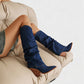 BETTY Denim Pointed Toe Slouchy Cowboy Boots