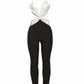 NIANA Satin Twist Cutout Jumpsuit