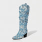 DIANNE Sequin Floral Denim Cowboy Boots