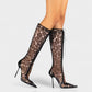 ESCAS Lace-Up Mesh Knee-High Stiletto Boots