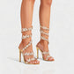 VALENA Crystal Embellished Butterfly & Floral Strappy High Heels