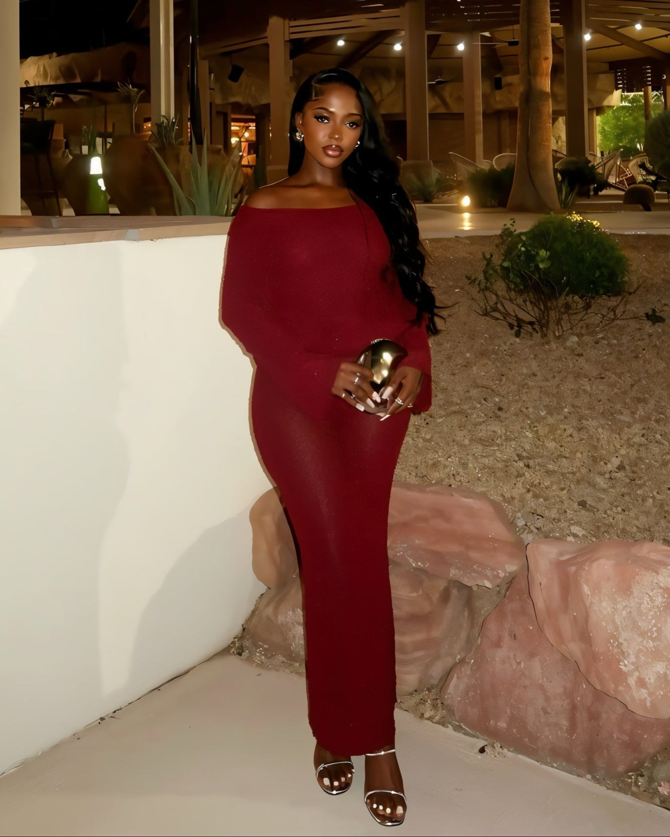 ANGELICA Knit Off-Shoulder Maxi Dress