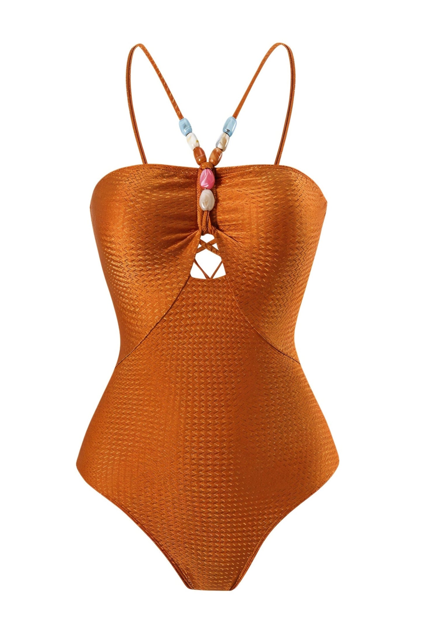 LOTTIE Beaded One-Piece Swimsuit & Tie Maxi Skirt Set