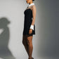 ALIRA Contrast Mesh-Collar Mini Dress