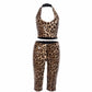 LORENA Sequin Leopard Print Halter Top and Pants Set