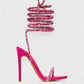 KYLIE Diamante Lace Up Square Toe High Heels