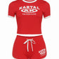 MERRYN Graphic Print Crop Top & Shorts Set