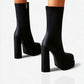 SOREYA Thick Heel Faux Leather Boots