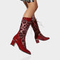 AROLA Lace-Up Embroidered Mid-Calf Boots