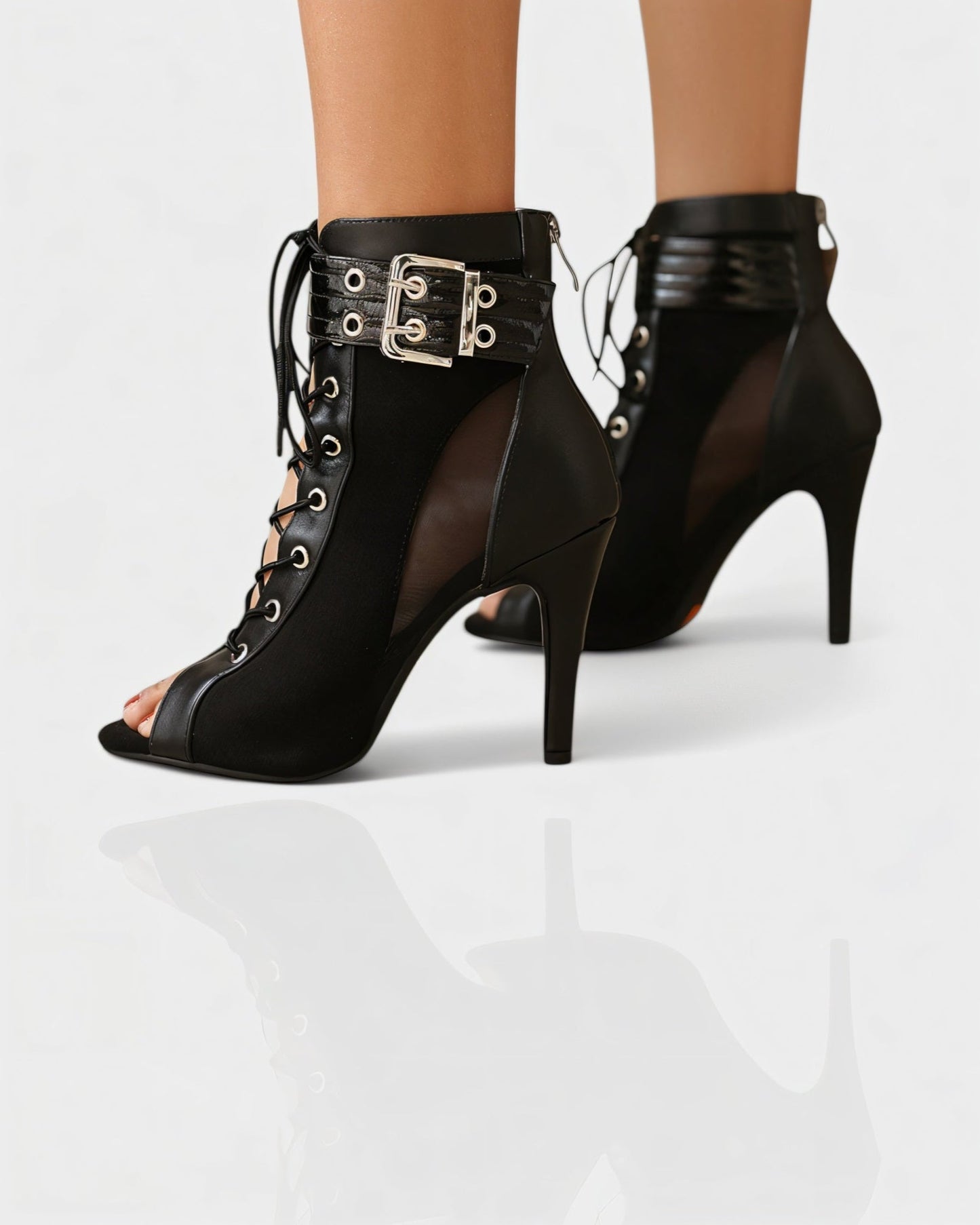 ELINDA Short Lace-up Stiletto Boots