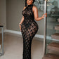HOPE High Neck Tear Drop Rhinestone Maxi Dress
