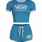 MERRYN Graphic Print Crop Top & Shorts Set