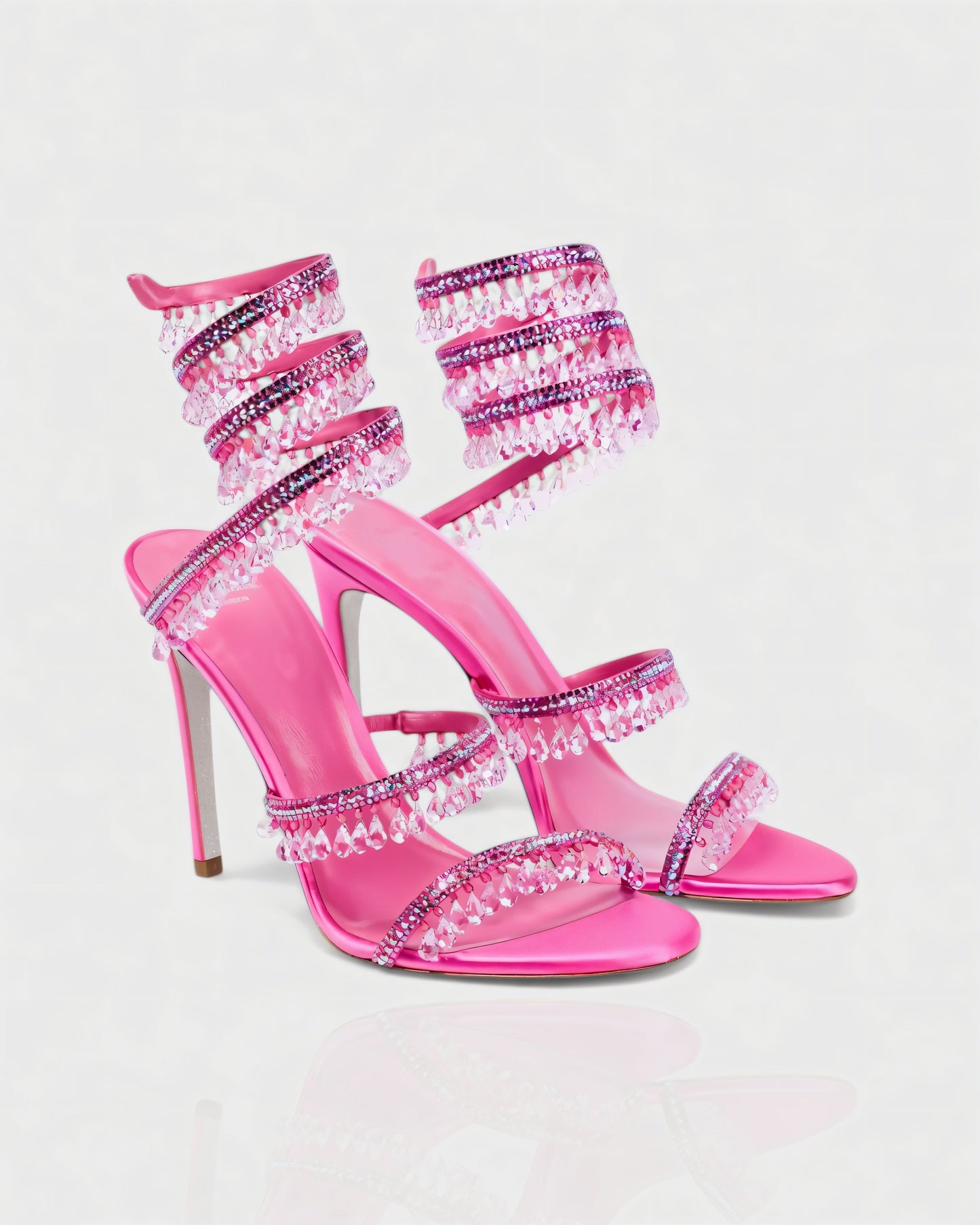 ALYRA Rhinestone Tassel Ankle-Wrap High Heels