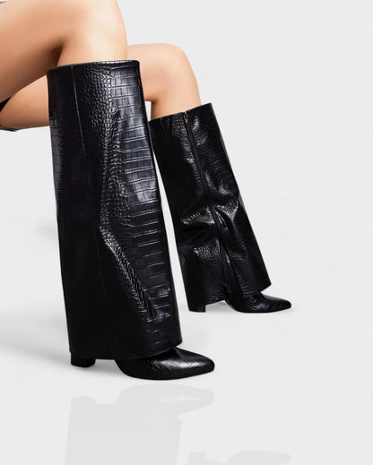 MAISY Straight Faux Crocodile Boots