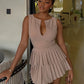 ARIANE V-Neck Pleated Mini Dress