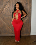ALYSSA Halter Neck Slim Maxi Dress