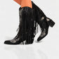 MITHENA Fringe Studded Cowboy Boots