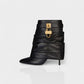 HALINA Padlock Slouch Stiletto Ankle Boots