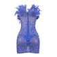 KAYALI Pearl & Rhinestone Embellished Feather Mini Dress