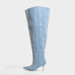 DAVIRA Wide Calf Denim Stiletto Thigh-High Boots