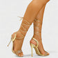 RONA Gold Crystal Lace-Up Stiletto Heels