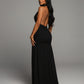 SORAYA Backless Halter Plunge Maxi Dress