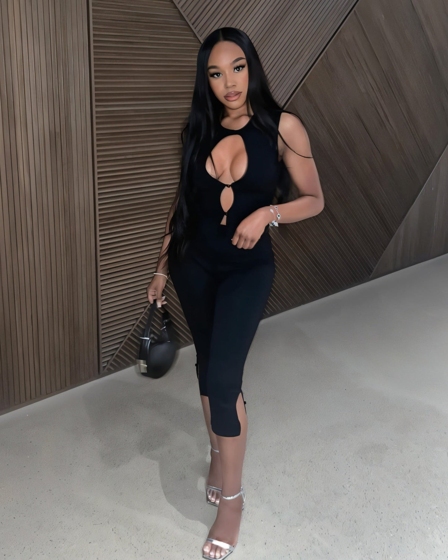 RAFAELA Cutout Keyhole Top & Capri Pant Set