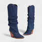 BETTY Denim Pointed Toe Slouchy Cowboy Boots