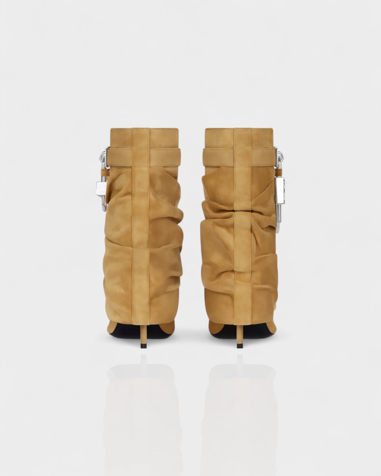 HALINA Padlock Slouch Stiletto Ankle Boots