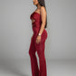 ZANIYA Strapless Twist-Front Flare Jumpsuit