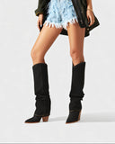 BETTY Denim Pointed Toe Slouchy Cowboy Boots