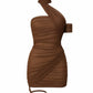 SONIA Draped Mesh Mini Dress