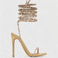 KYLIE Diamante Lace Up Square Toe High Heels