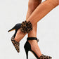 VIVIANA Floral Appliqué Ankle Strap Heels