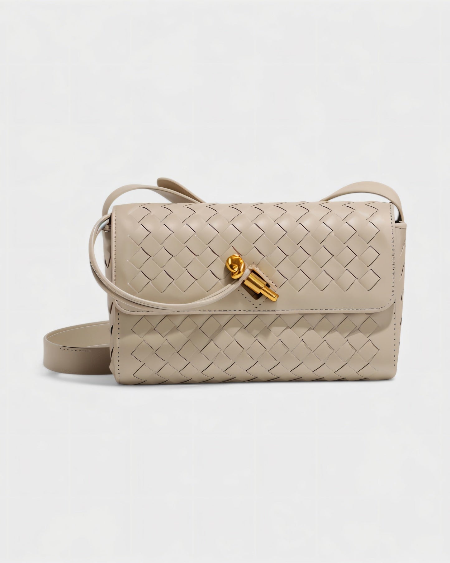 CLEO Mini Woven Gold Lock Accent Shoulder Bag
