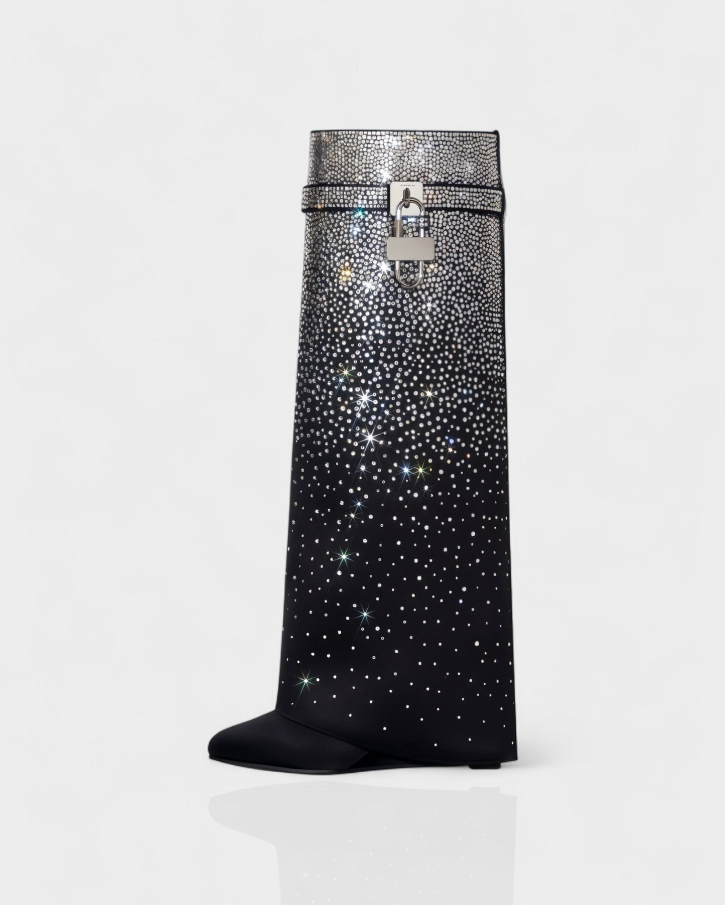 GALORA Allover Crystal Wedge Knee High Boots
