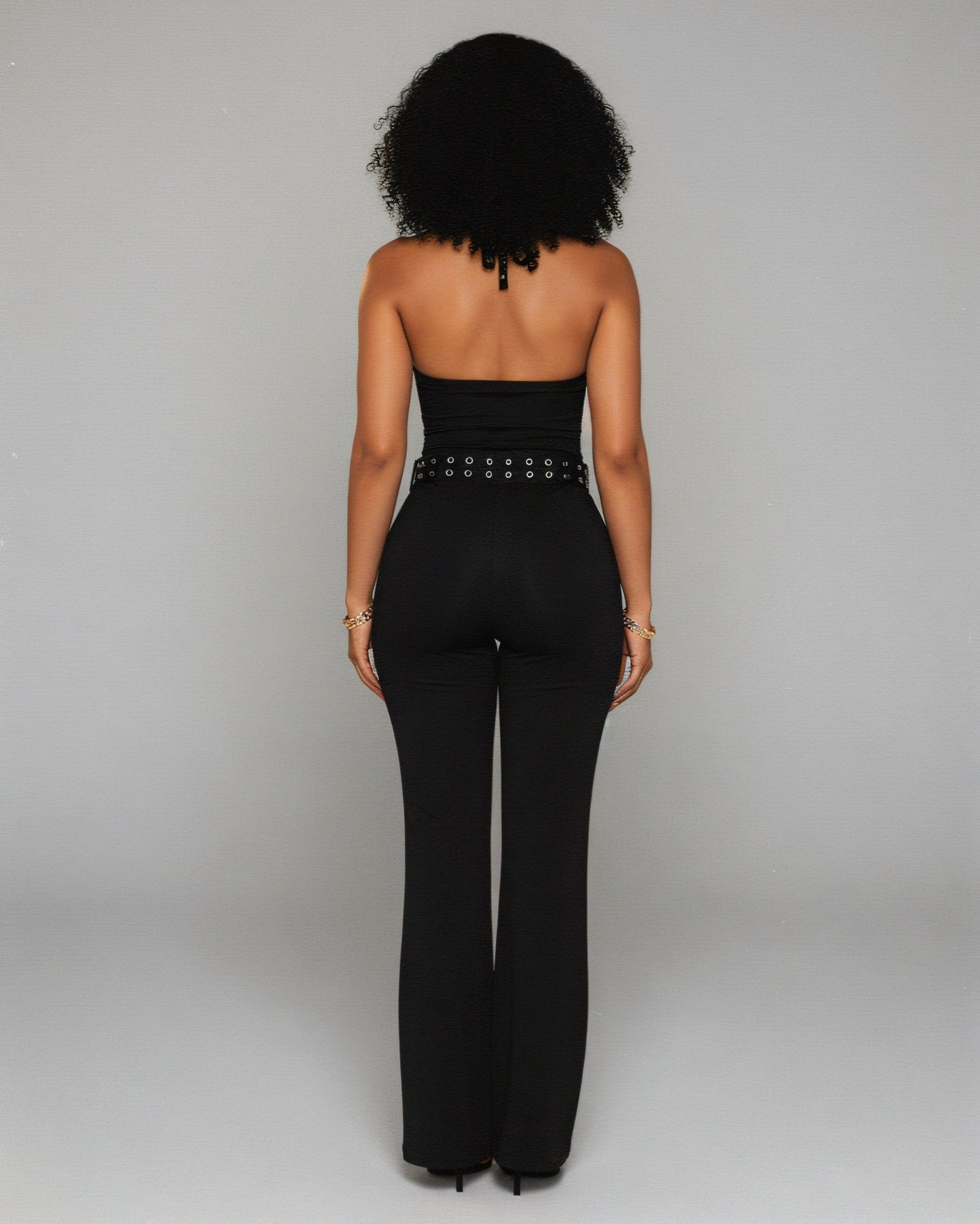 ALESSIA Eyelet Lace-Up Halter Jumpsuit