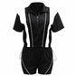 LOIRA Contrast Sporty Zip-up Top & Shorts Set