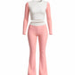 EMELIA Contrast Long Sleeve Top & Flare Pants Set