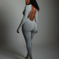 VEYONA Plunge Neck Long Sleeve Jumpsuit