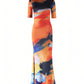 CAIA Round Neck Short Sleeve Printed Maxi Dress