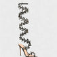 QUINA Leaf Embellished Lace-Up Stiletto Heels