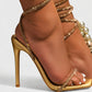 KYLIE Diamante Lace Up Square Toe High Heels