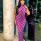 HOPE High Neck Tear Drop Rhinestone Maxi Dress