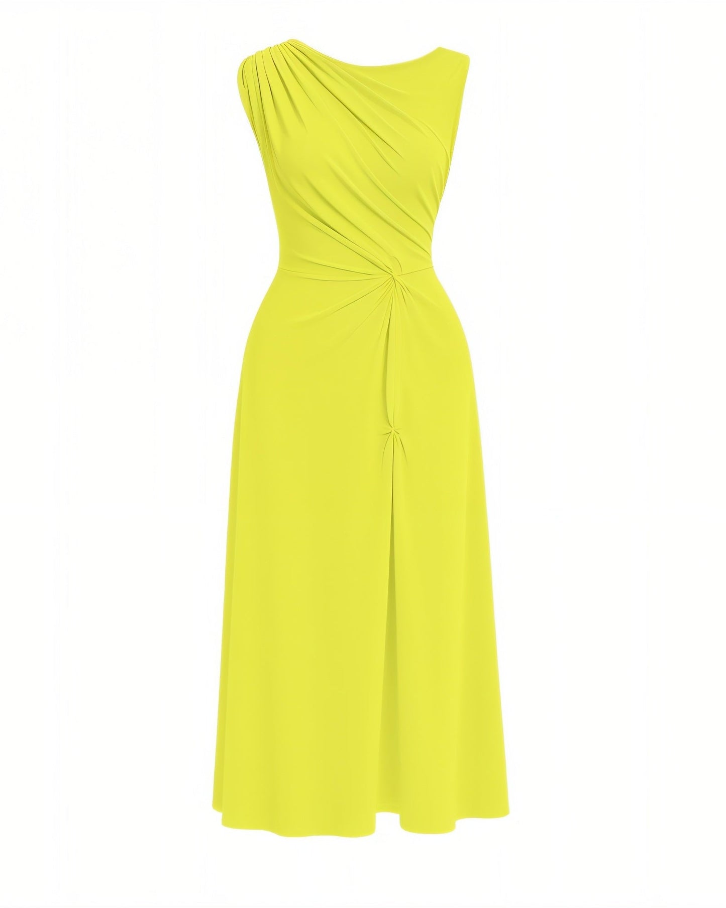 MIREN One-Shoulder Draped High Slit Maxi Dress