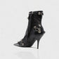 REVINA Studded Leather Pointed-Toe Ankle Boots