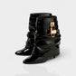 HALINA Padlock Slouch Stiletto Ankle Boots